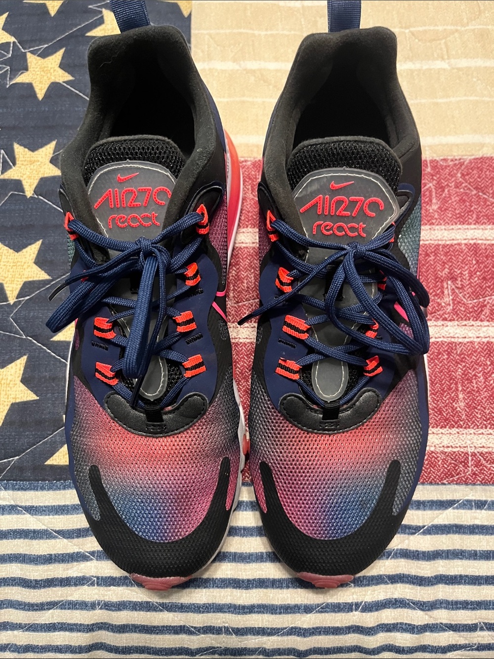 Nike Air270 React Gradient Navy Pink Red Womens Sneakers